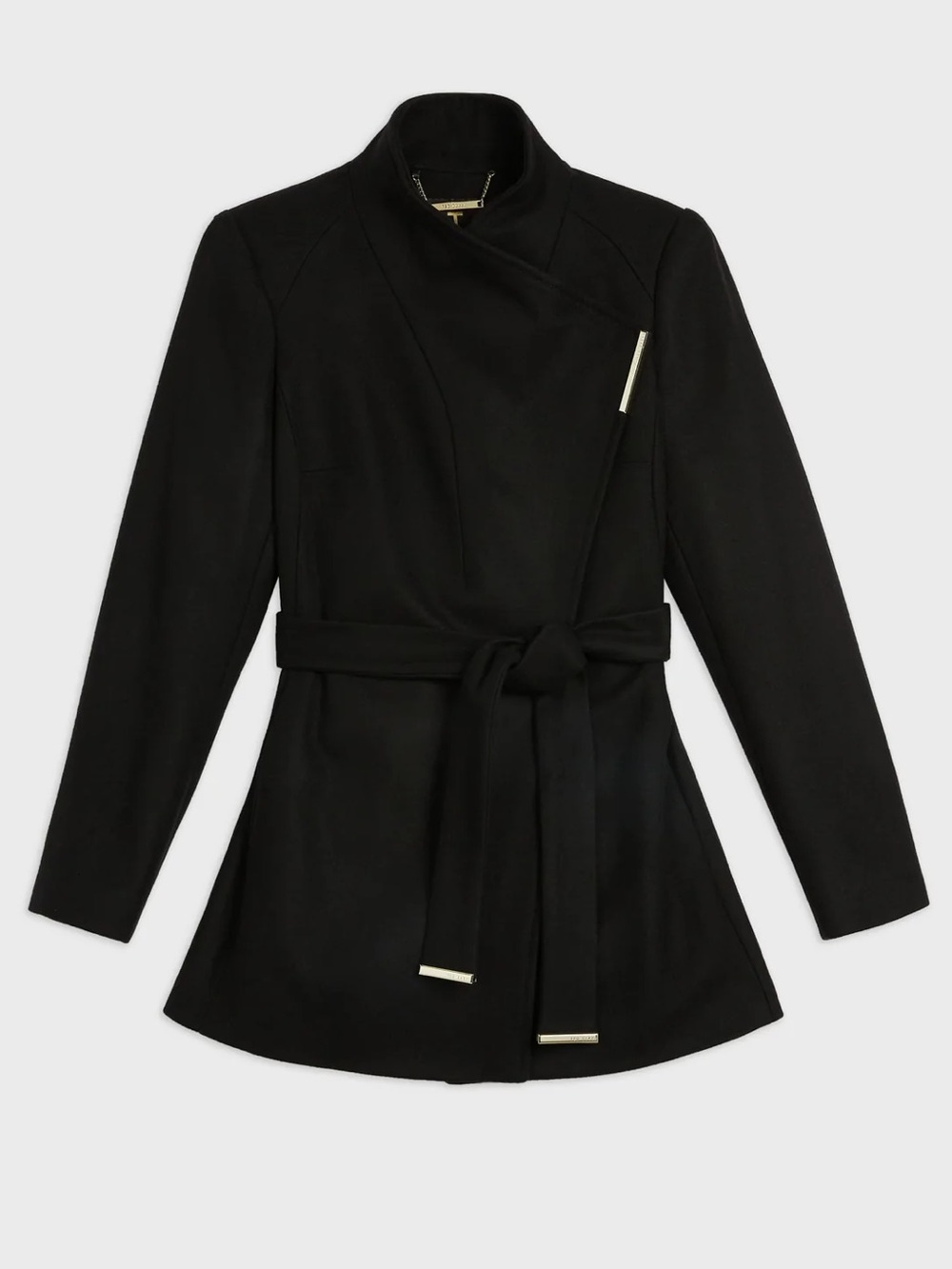 NEW Ted Baker London Rosess Short Belted Wool Wrap Coat Jacket Black 1 4 S